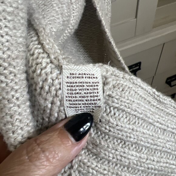 Cozy Sonoma Open Front Long Cardigan Sweater Beige Nordic Argyle Pockets M - Picture 5 of 6